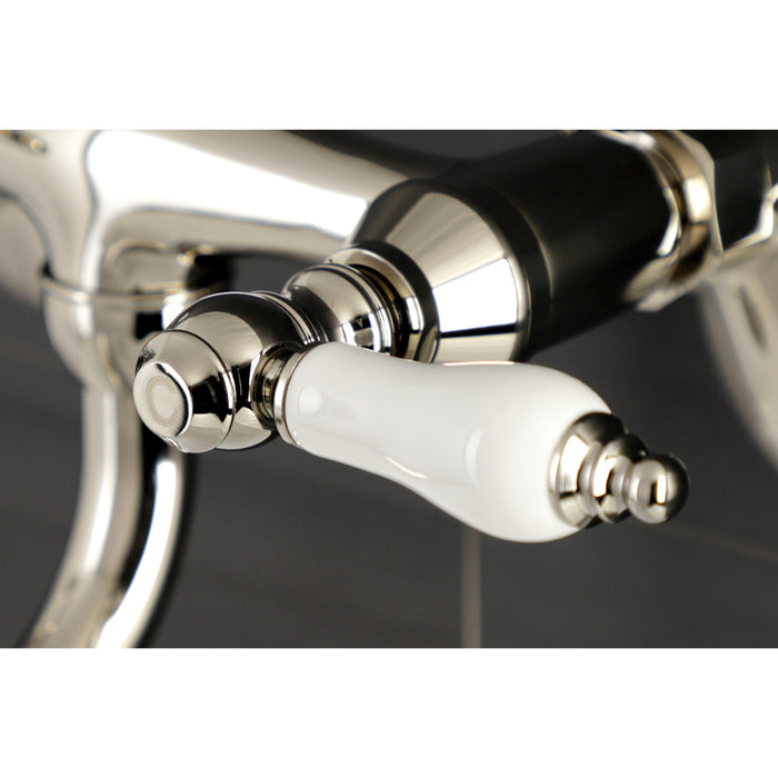 Kingston Heirloom KS515PN - Kingston Double-Handle 2-Hole Wall Mount Bathroom Faucet, Polished Nickel