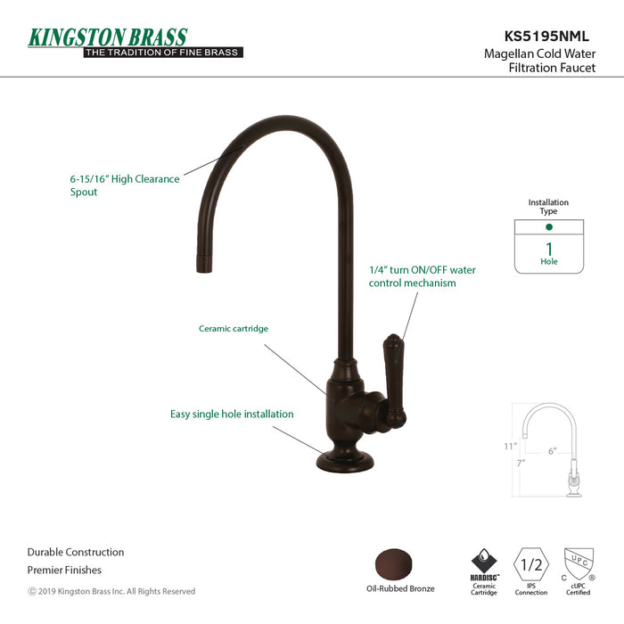 Kingston Tulare KS5195NML - Magellan Single-Handle 1-Hole Deck Mount Water Filtration Faucet, Oil Rubbed Bronze