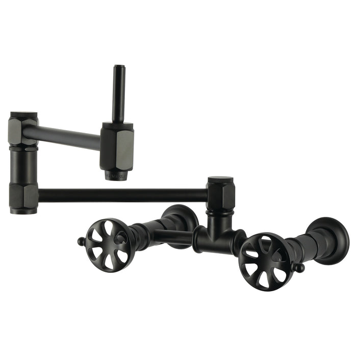 Kingston Belknap KS5200RX Wall Mount Pot Filler Faucet, Matte Black
