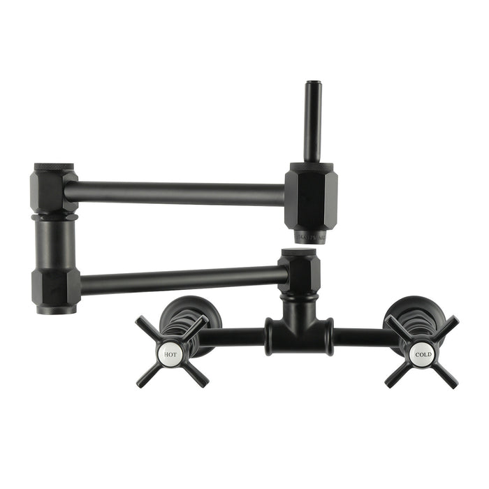 Kingston Millennium KS5200ZX Two-Handle 1-Hole Wall Mount Pot Filler Faucet, Matte Black