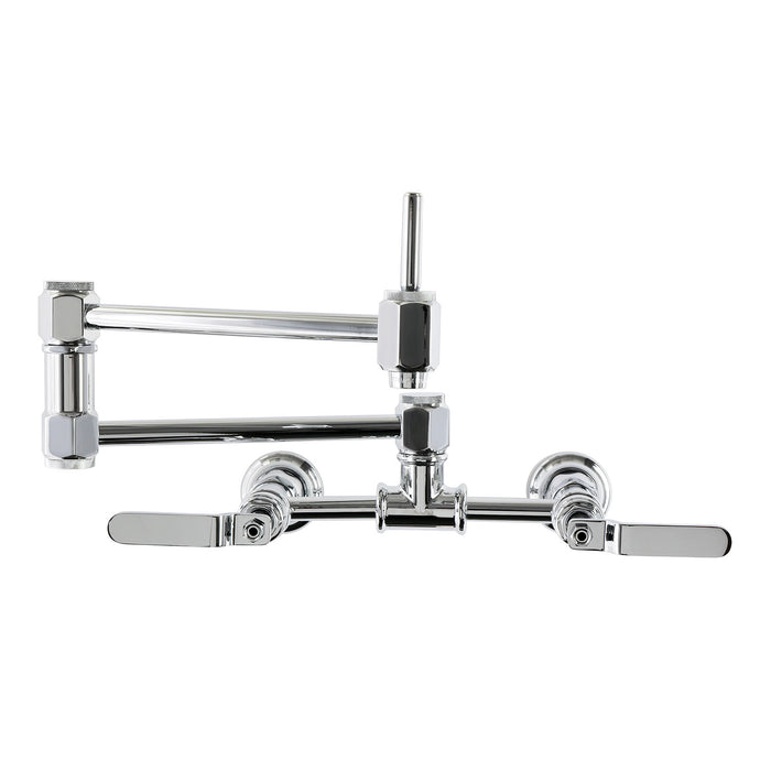 Kingston Whitaker KS5201KL Two-Handle 1-Hole Wall Mount Pot Filler Faucet, Polished Chrome