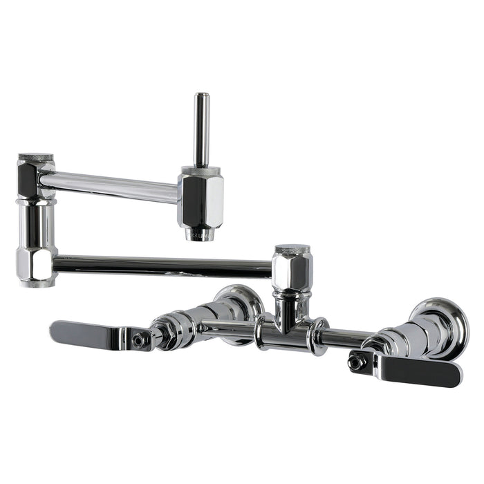 Kingston Whitaker KS5201KL Two-Handle 1-Hole Wall Mount Pot Filler Faucet, Polished Chrome