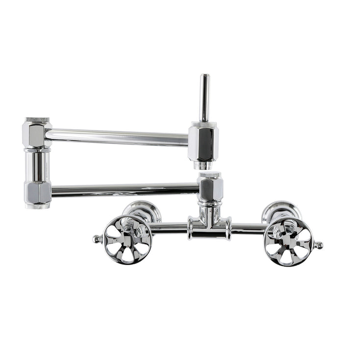 Kingston Belknap KS5201RX Wall Mount Pot Filler Faucet, Polished Chrome