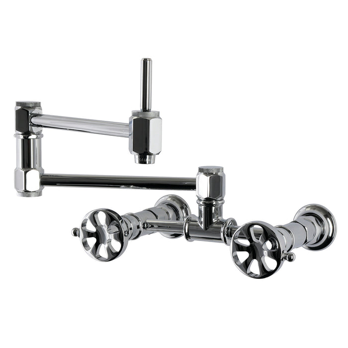 Kingston Belknap KS5201RX Wall Mount Pot Filler Faucet, Polished Chrome