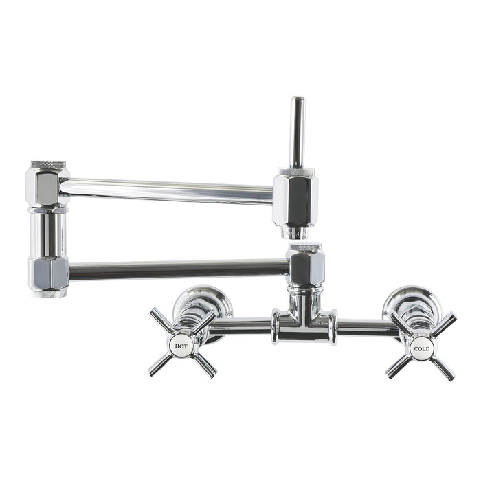 Kingston Millennium KS5201ZX Two-Handle 1-Hole Wall Mount Pot Filler Faucet, Polished Chrome