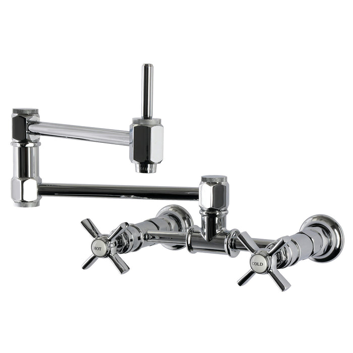 Kingston Millennium KS5201ZX Two-Handle 1-Hole Wall Mount Pot Filler Faucet, Polished Chrome