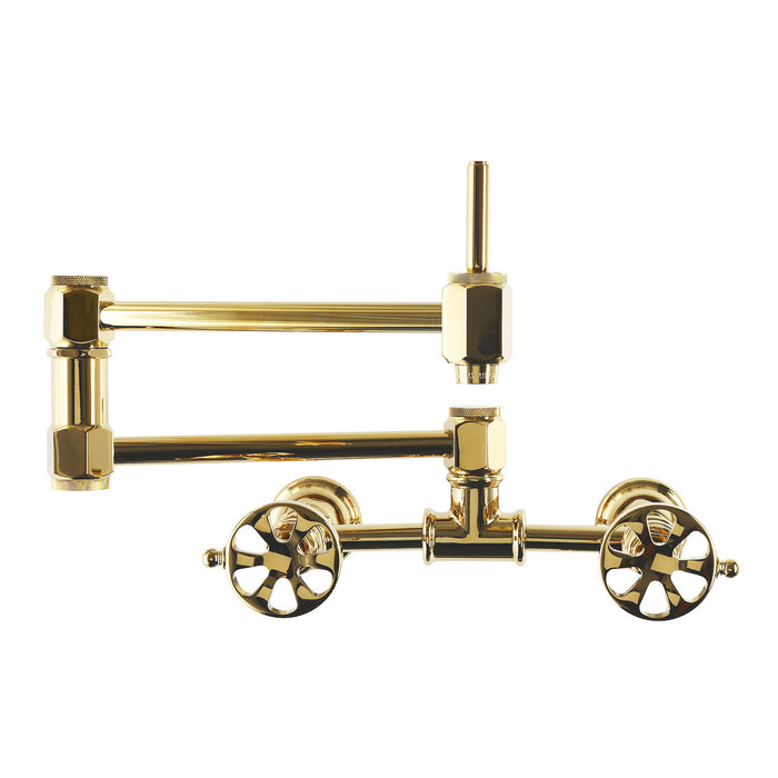 Kingston Belknap KS5202RX Wall Mount Pot Filler Faucet, Polished Brass