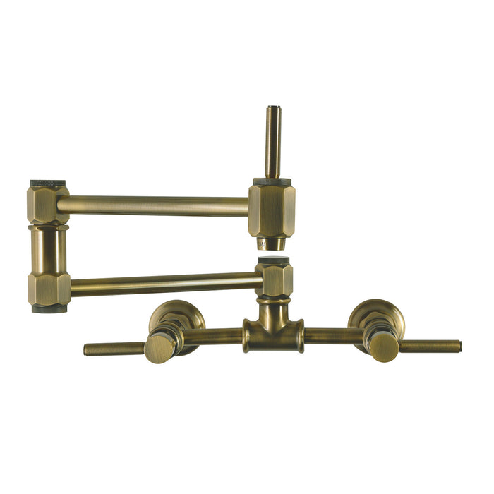 Kingston Concord KS5203DL Wall Mount Pot Filler Faucet, Antique Brass