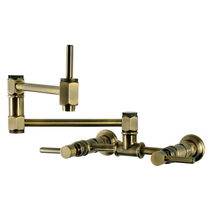 Kingston Concord KS5203DL Wall Mount Pot Filler Faucet, Antique Brass
