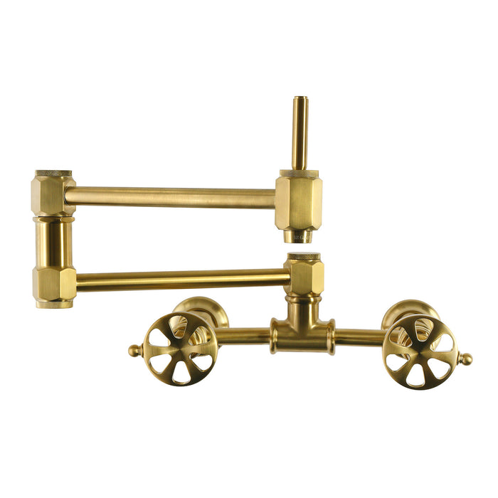 Kingston Belknap KS5207RX Wall Mount Pot Filler Faucet, Brushed Brass