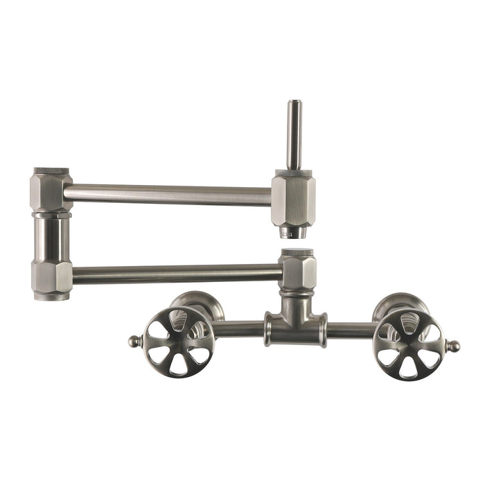Kingston Belknap KS5208RX Wall Mount Pot Filler Faucet, Brushed Nickel