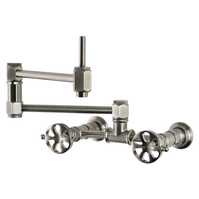 Kingston Belknap KS5208RX Wall Mount Pot Filler Faucet, Brushed Nickel