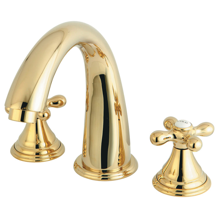 Kingston Tulare KS5362AX - Vintage Two-Handle 3-Hole Deck Mount Roman Tub Faucet, Polished Brass