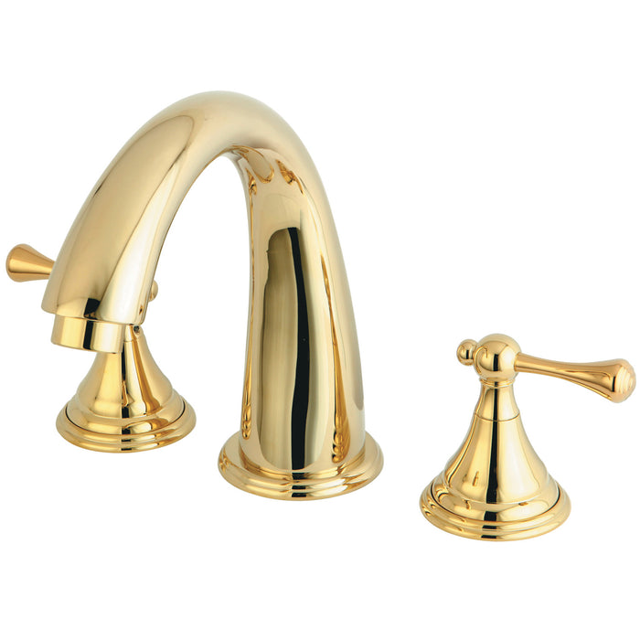 Kingston Tulare KS5362BL - Vintage Two-Handle 3-Hole Deck Mount Roman Tub Faucet, Polished Brass