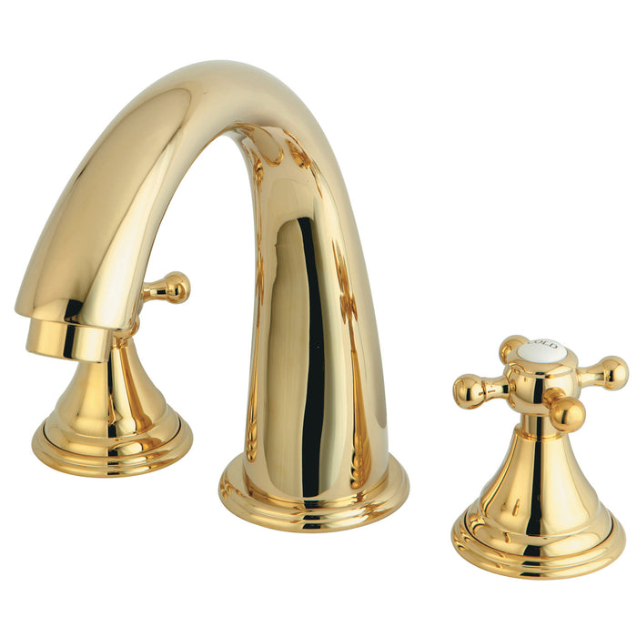 Kingston Tulare KS5362BX - Vintage Two-Handle 3-Hole Deck Mount Roman Tub Faucet, Polished Brass