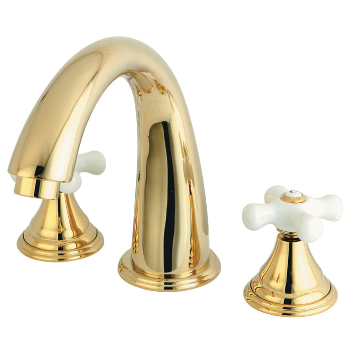 Kingston Tulare KS5362PX - Royale Two-Handle 3-Hole Deck Mount Roman Tub Faucet, Polished Brass