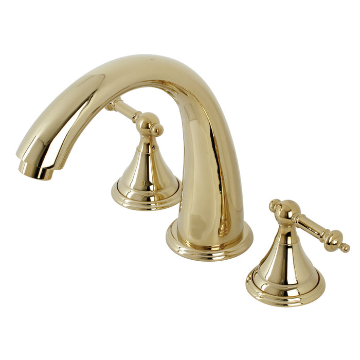 Kingston Tulare KS5362TL - Royale Two-Handle 3-Hole Deck Mount Roman Tub Faucet, Polished Brass