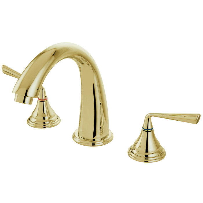 Kingston Tulare KS5362ZL - Silver Sage Two-Handle 3-Hole Deck Mount Roman Tub Faucet, Polished Brass