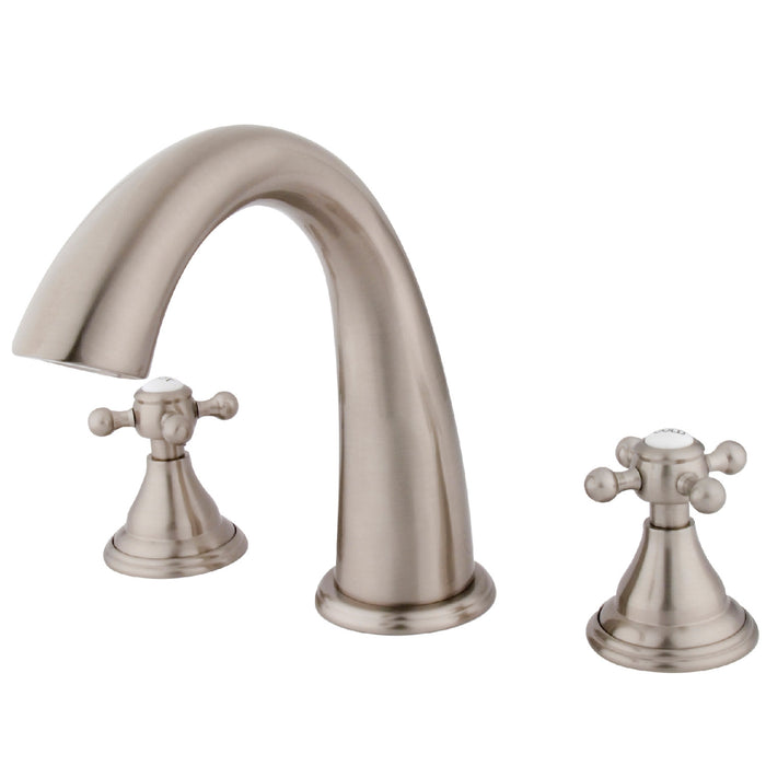 Kingston Tulare KS5368BX - Vintage Two-Handle 3-Hole Deck Mount Roman Tub Faucet, Brushed Nickel