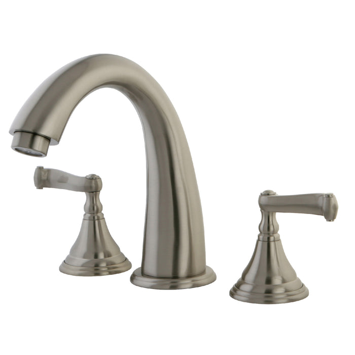 Kingston Tulare KS5368FL - Royale Two-Handle 3-Hole Deck Mount Roman Tub Faucet, Brushed Nickel