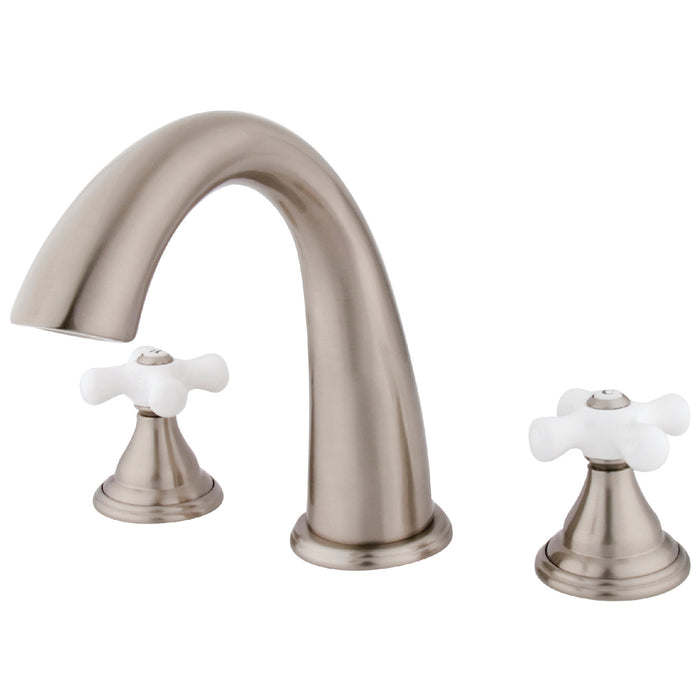 Kingston Tulare KS5368PX - Royale Two-Handle 3-Hole Deck Mount Roman Tub Faucet, Brushed Nickel