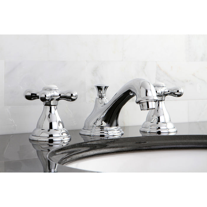 Kingston Heirloom KS5561AX - Royale Two-Handle 3-Hole Deck Mount Widespread Bathroom Faucet with Brass Pop-Up, Polished Chrome