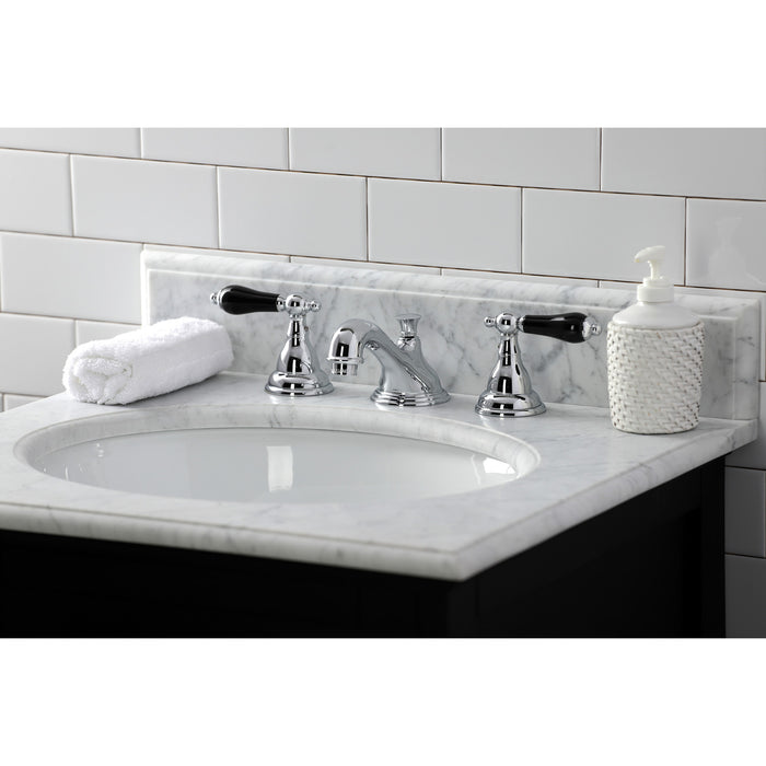 Kingston Heirloom KS5561PKL - Duchess Two-Handle 3-Hole Deck Mount Widespread Bathroom Faucet with Brass Pop-Up, Polished Chrome