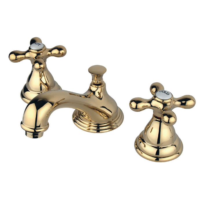 Kingston Heirloom KS5562AX - Royale Two-Handle 3-Hole Deck Mount Widespread Bathroom Faucet with Brass Pop-Up, Polished Brass