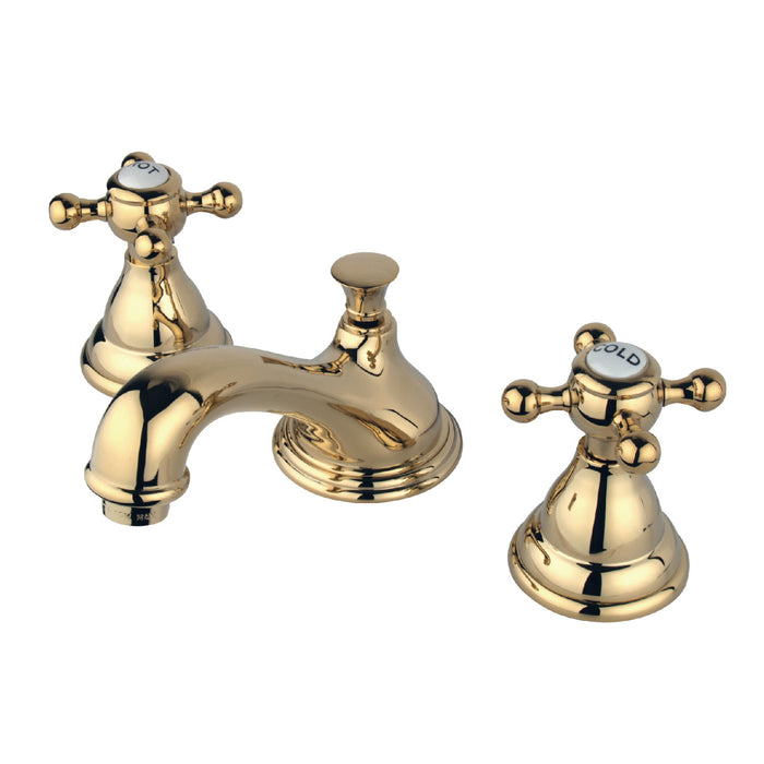 Kingston Heirloom KS5562BX - Royale Two-Handle 3-Hole Deck Mount Widespread Bathroom Faucet with Brass Pop-Up, Polished Brass
