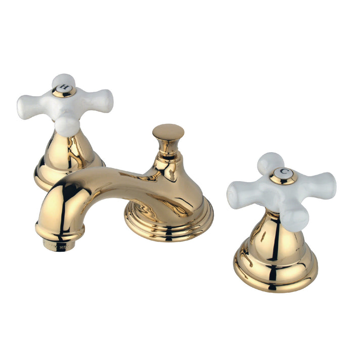 Kingston Heirloom KS5562PX - Royale Two-Handle 3-Hole Deck Mount Widespread Bathroom Faucet with Brass Pop-Up, Polished Brass