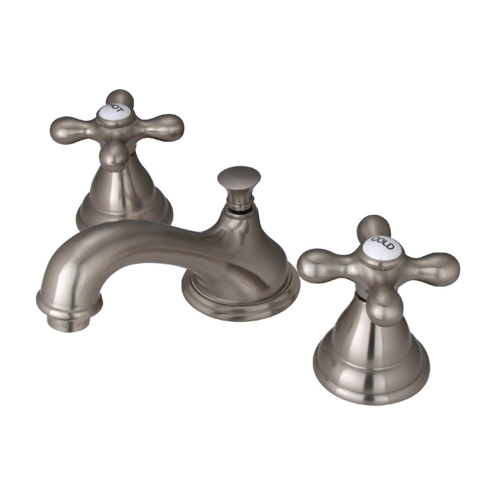Kingston Heirloom KS5568AX - Royale Two-Handle 3-Hole Deck Mount Widespread Bathroom Faucet with Brass Pop-Up, Brushed Nickel