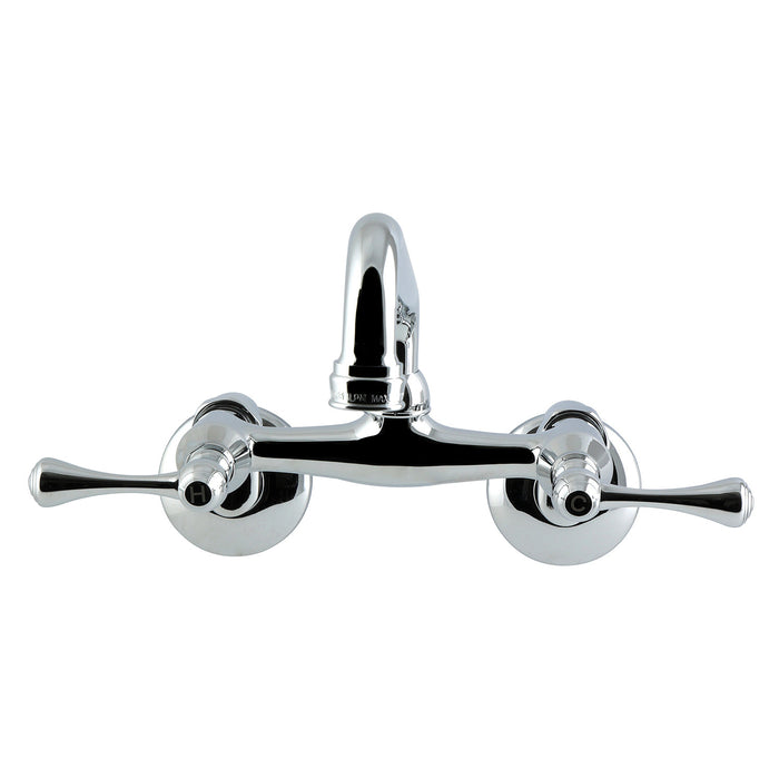 Kingston Kingston KS600C Two-Handle 2-Hole Wall Mount Kitchen Faucet, Polished Chrome