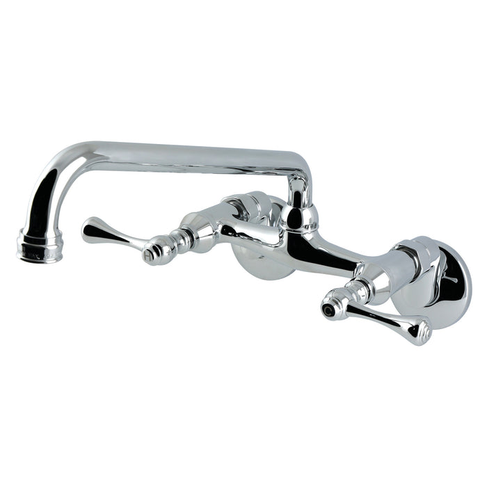 Kingston Kingston KS600C Two-Handle 2-Hole Wall Mount Kitchen Faucet, Polished Chrome