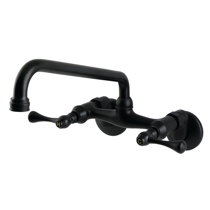 Kingston Kingston KS600MB Two-Handle 2-Hole Wall Mount Kitchen Faucet, Matte Black