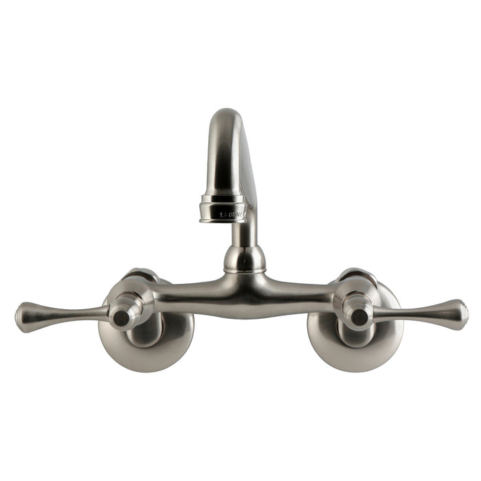Kingston Kingston KS600SN Two-Handle 2-Hole Wall Mount Kitchen Faucet, Brushed Nickel