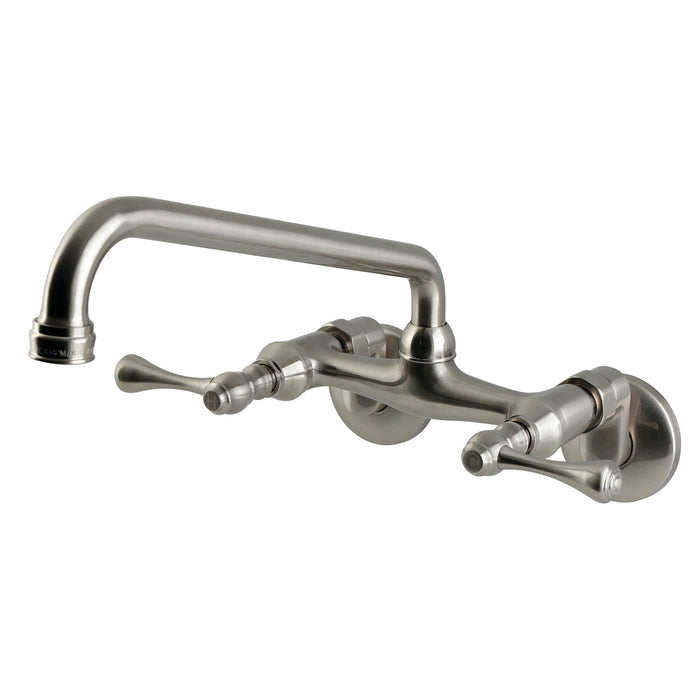 Kingston Kingston KS600SN Two-Handle 2-Hole Wall Mount Kitchen Faucet, Brushed Nickel