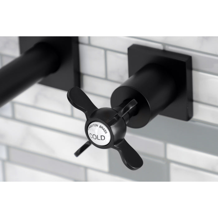Kingston Tulare KS6020BEX - Essex Two-Handle 3-Hole Wall Mount Tub Faucet, Matte Black