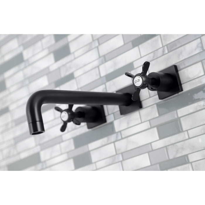 Kingston Tulare KS6020BEX - Essex Two-Handle 3-Hole Wall Mount Tub Faucet, Matte Black