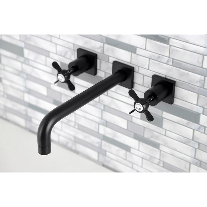 Kingston Tulare KS6020BEX - Essex Two-Handle 3-Hole Wall Mount Tub Faucet, Matte Black