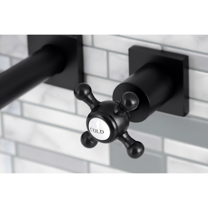 Kingston Tulare KS6020BX - Metropolitan Two-Handle 3-Hole Wall Mount Tub Faucet, Matte Black