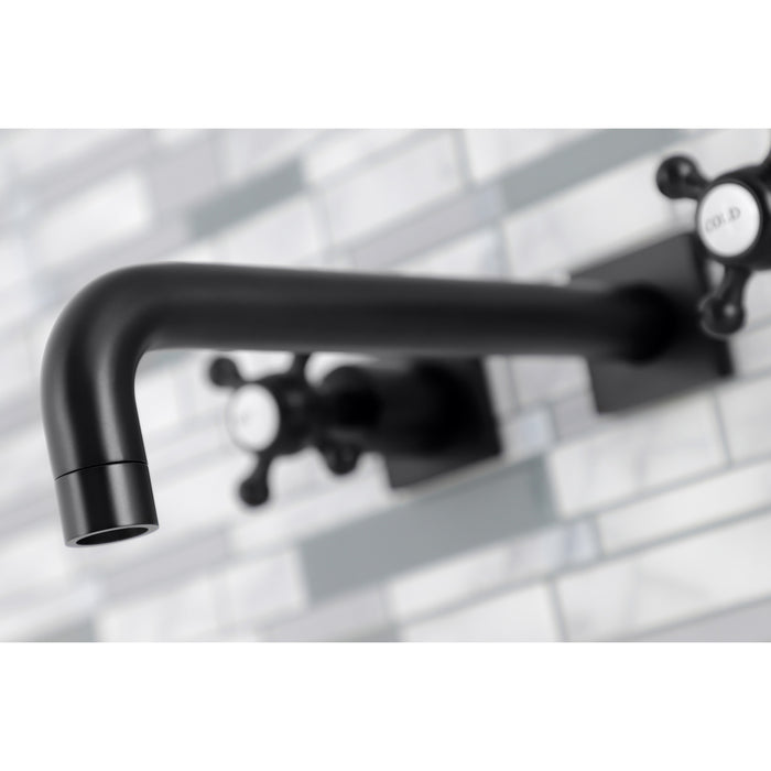 Kingston Tulare KS6020BX - Metropolitan Two-Handle 3-Hole Wall Mount Tub Faucet, Matte Black