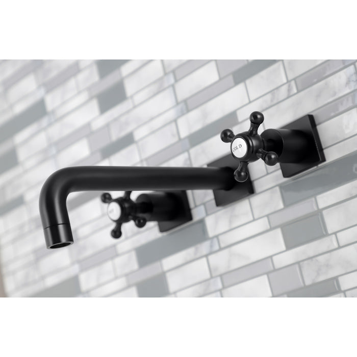 Kingston Tulare KS6020BX - Metropolitan Two-Handle 3-Hole Wall Mount Tub Faucet, Matte Black