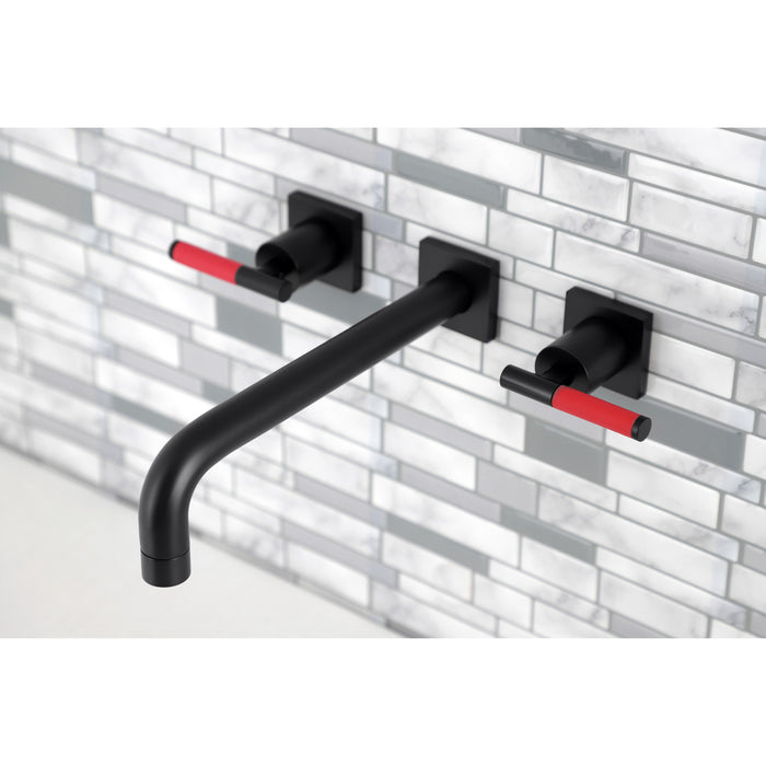 Kingston Sona KS6020CKL - Kaiser Two-Handle 3-Hole Wall Mount Tub Faucet, Matte Black