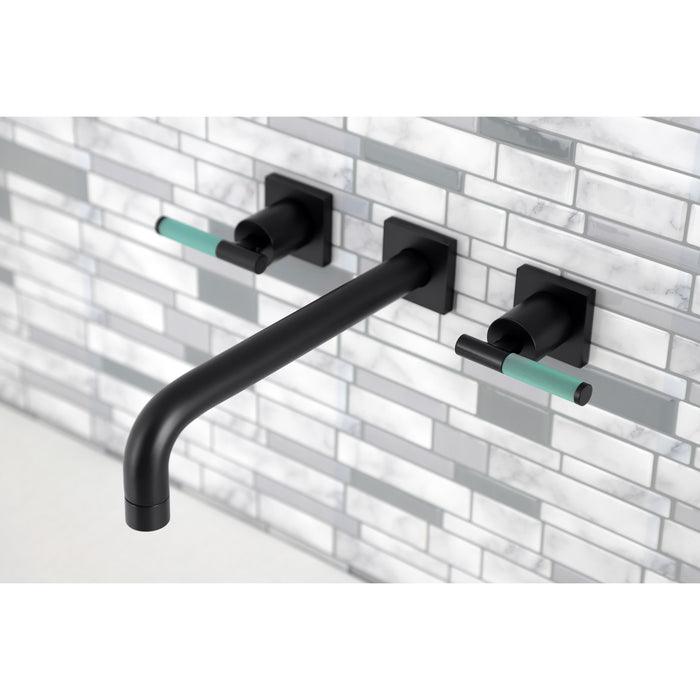 Kingston Sona KS6020CKL - Kaiser Two-Handle 3-Hole Wall Mount Tub Faucet, Matte Black