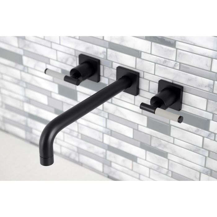 Kingston Sona KS6020CKL - Kaiser Two-Handle 3-Hole Wall Mount Tub Faucet, Matte Black