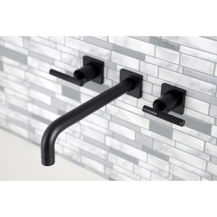 Kingston Sona KS6020CKL - Kaiser Two-Handle 3-Hole Wall Mount Tub Faucet, Matte Black