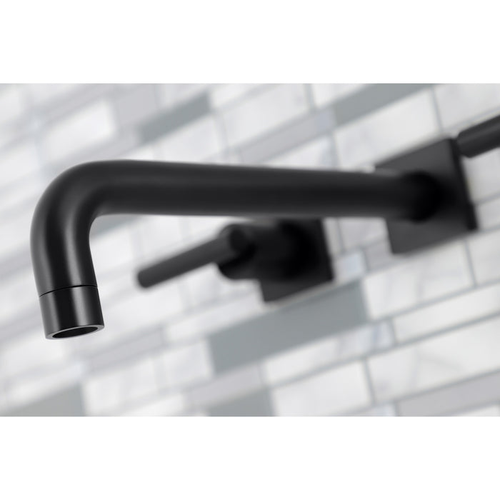 Kingston Sona KS6020CML - Manhattan Two-Handle 3-Hole Wall Mount Tub Faucet, Matte Black