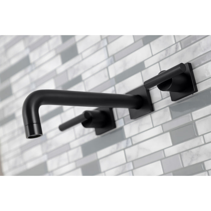 Kingston Sona KS6020CML - Manhattan Two-Handle 3-Hole Wall Mount Tub Faucet, Matte Black