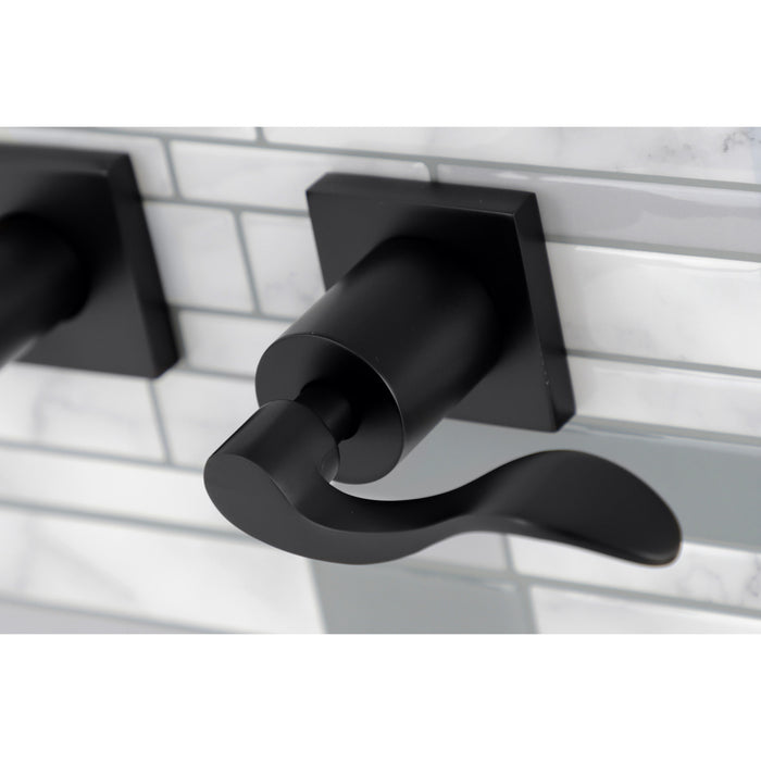 Kingston Tulare KS6020DFL - NuWave Two-Handle 3-Hole Wall Mount Tub Faucet, Matte Black