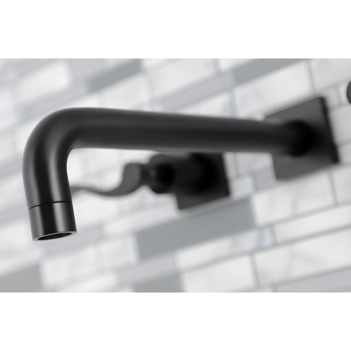 Kingston Tulare KS6020DFL - NuWave Two-Handle 3-Hole Wall Mount Tub Faucet, Matte Black